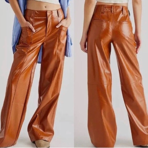 Star-Crossed Lovers Vegan Leather Straight-Leg Pants NEW - Picture 3 of 16